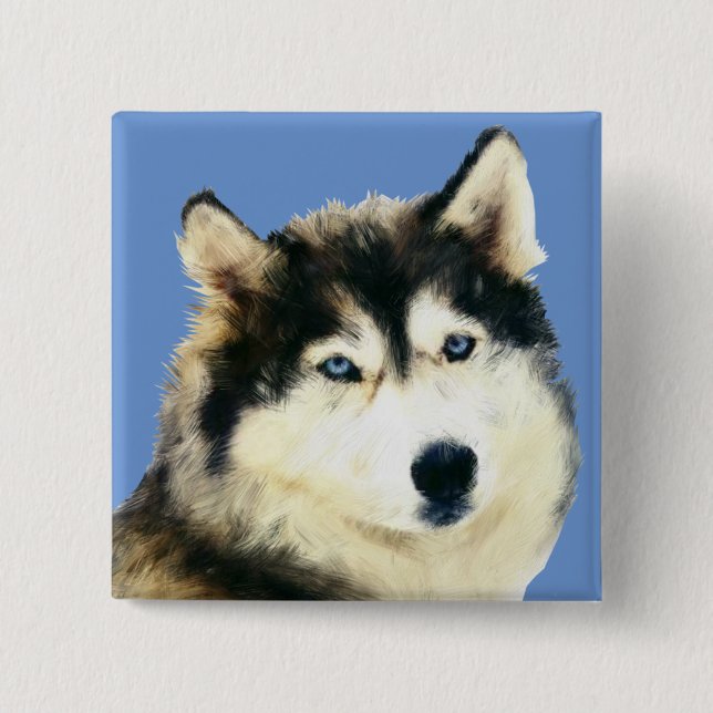 Magnífico botón Husky Pin Siberiano (Anverso)