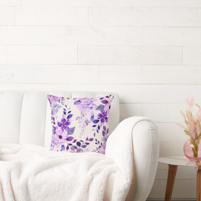 Magnífico Cojín decorativo acuarela floral (Sofá)
