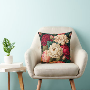 Magnífico Cojín decorativo floral rosa crema
