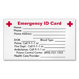 Magnífico de tarjeta de identificación de emergenc