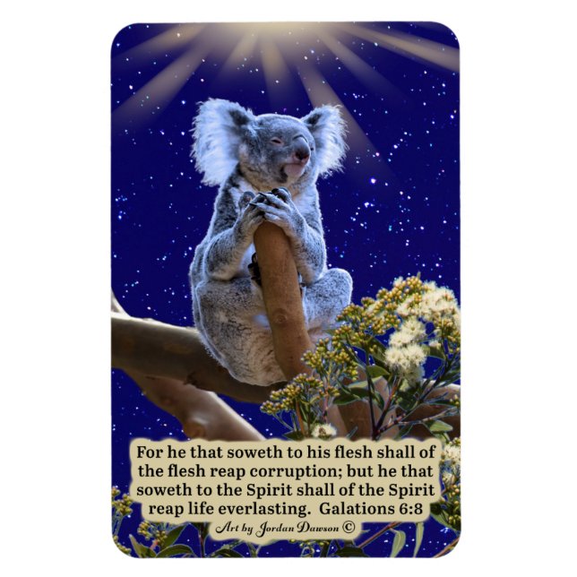 Magnífico imán de las escrituras de Koala 6:8 (Vertical)