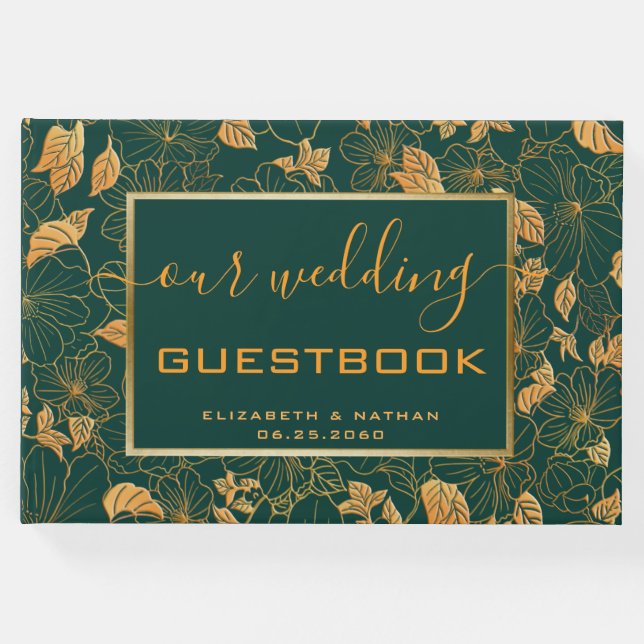 Magnífico libro de Bodas de oro y verde esmeralda (Anverso)