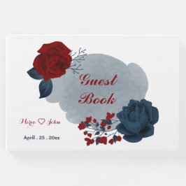 magnífico libro de invitados sobre flores rojas y