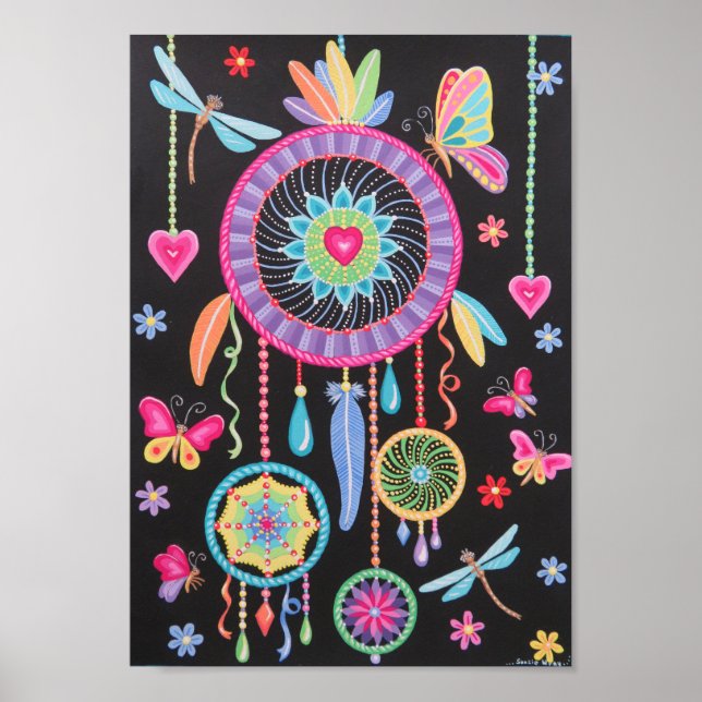 Magnífico Mandala Dreamcatcher arte de Soozie Wray (Frente)