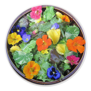 Magnífico pomo de cerámica para ensalada de flor