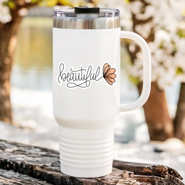 Magnífico portátil Word Flower | Pegatina de corte (Beautiful Affirmation Vinyl Sticker)