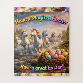 Magnífico rompecabezas de Pascua de unicornio con