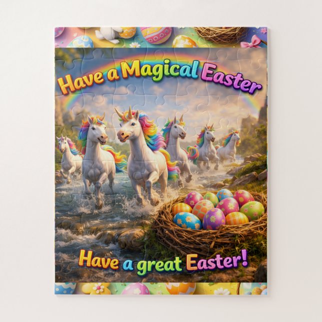 Magnífico rompecabezas de Pascua de unicornio con  (Vertical)