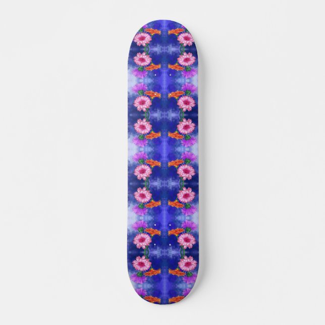 Magnífico Skateboard de tres colores Gerberas (Anverso )