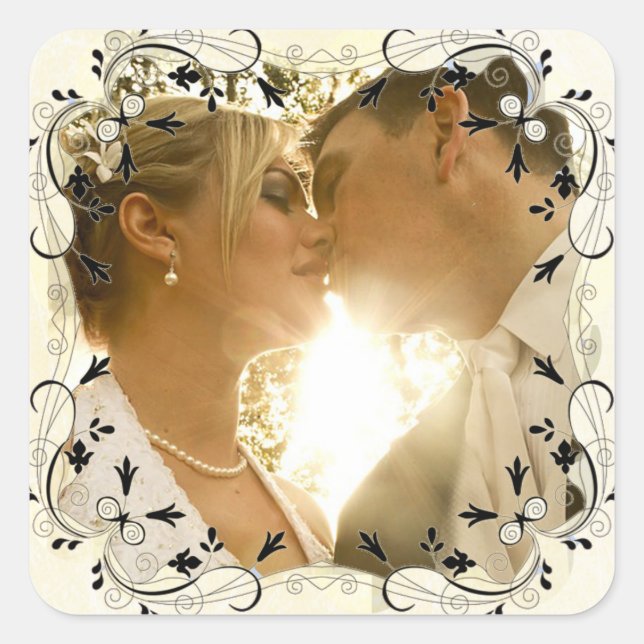 Magníficos Pegatinas de fotografía Bodas bordeados (Anverso)