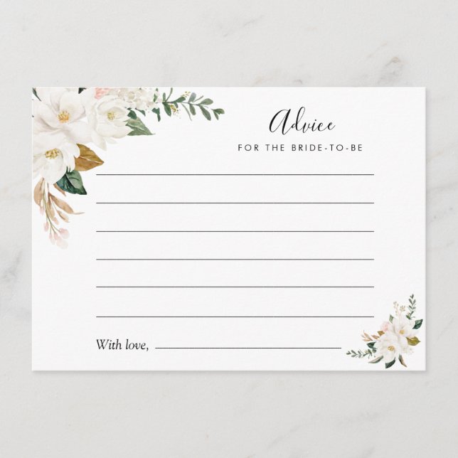 Magnolia acuarela y consejo floral rosa (Anverso)