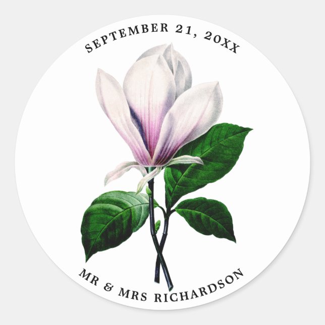 magnolia boda ducha de novia favor pegatina (Anverso)