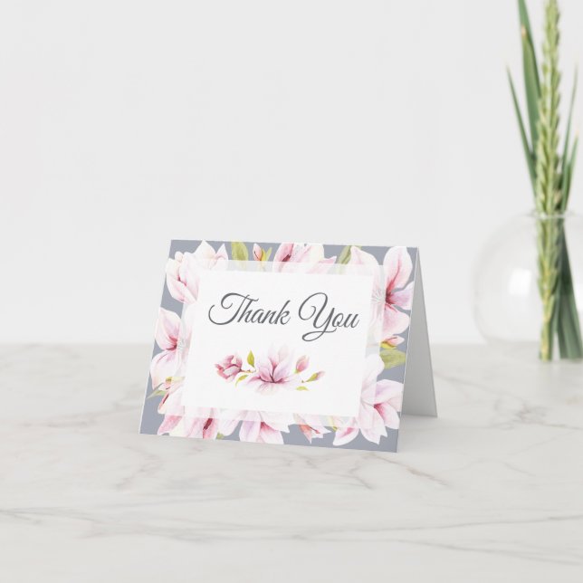 Magnolia Charm Watercolor Floral Gracias Tarjeta (Anverso)