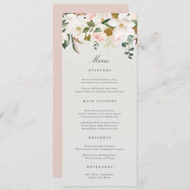 Magnolia Cotton Menu (Anverso / Reverso)