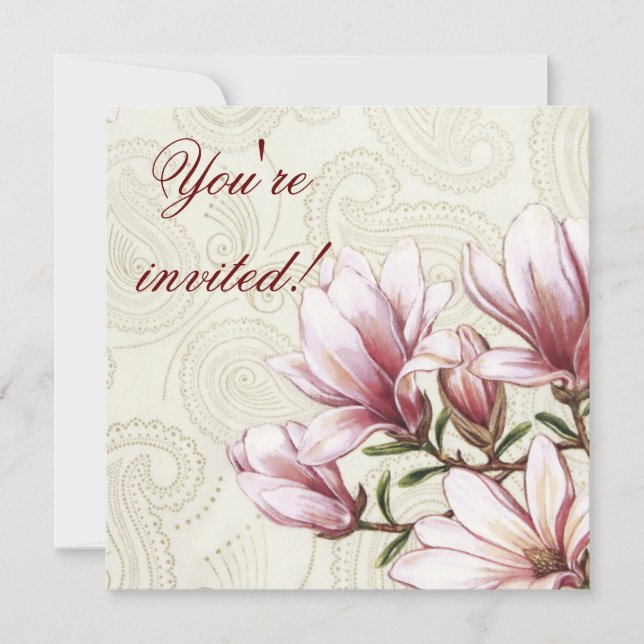 Magnolia e invitación del cumpleaños de Paisley (Anverso)
