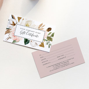 Magnolia elegante Certificado de regalo blanco y