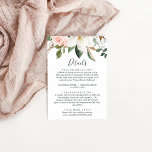 Magnolia elegante | Tarjeta de inscripción de deta<br><div class="desc">Esta elegante tarjeta magnolia con detalles blancos es perfecta para un boda moderno y elegante. El diseño floral suave incluye peonías de color agua rosado,  magníficas flores de magnolia blanca y algodón con hojas doradas y verdes en un arreglo lujoso.</div>