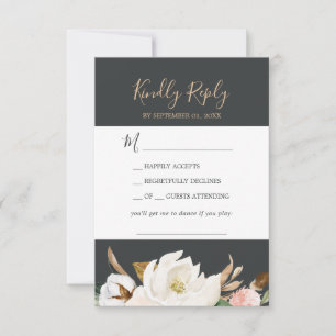 Magnolia elegante   Tarjeta RSVP de solicitud de c