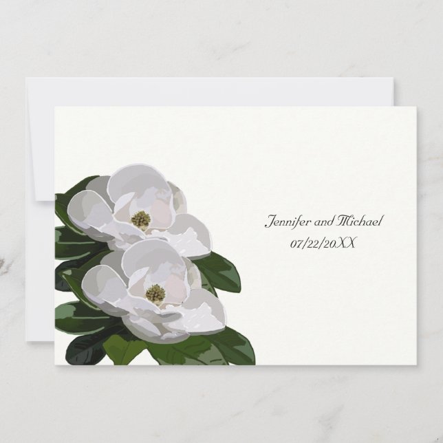 Magnolia Flor Invitación a la boda moderna (Anverso)