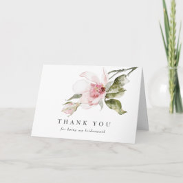 Magnolia Floral Bridesmaid Gracias Tarjeta