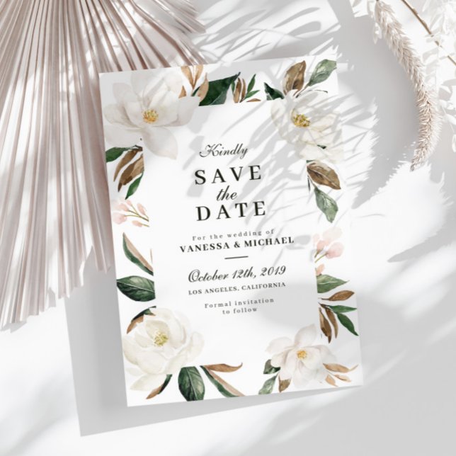 Magnolia floral guardar la tarjeta de fecha (Subido por el creador)