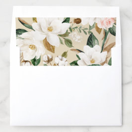 Magnolia floral Neutral Beige acuarela elegante