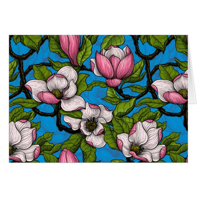 Magnolia floreciente en azul (Anverso (Horizontal))