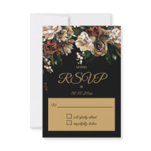 Magnolia Gold y Black Floral RSVP