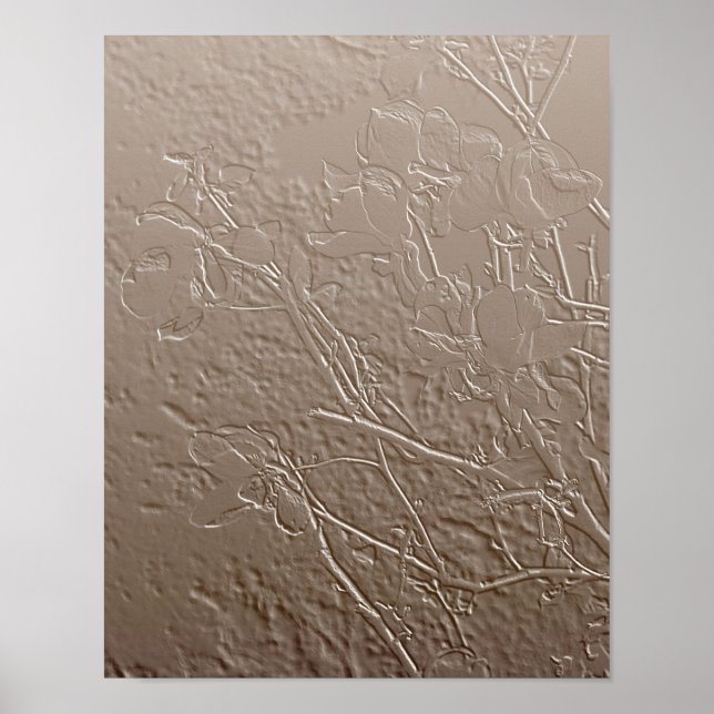 Magnolia Grabado en relieve florece arte floral Po (Frente)