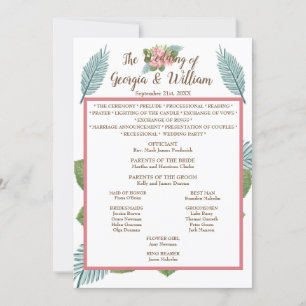 Magnolia Lilies Bouquet Wedquet Program Menu Chart