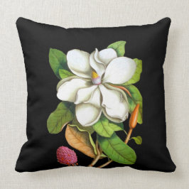 Magnolia meridional en la almohada interior negra