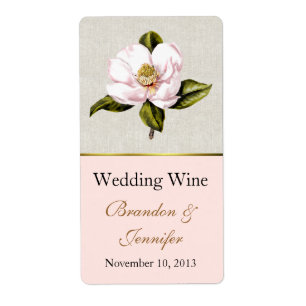 Magnolia rosa Mini etiquetas de vino