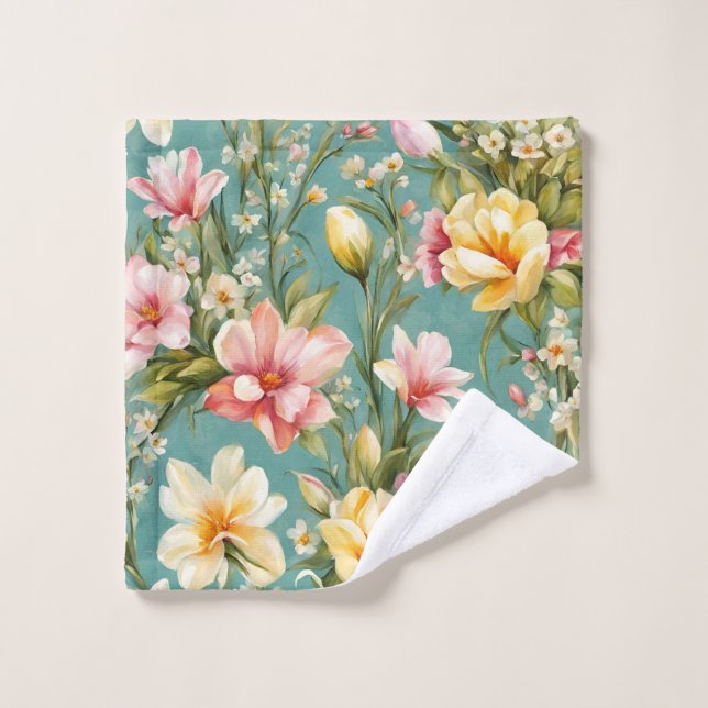 Magnolia rosa y amarilla exquisita con flores blan (Toallita)