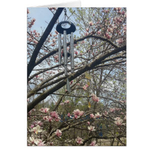 Magnolia Tree y Wind Chimes Blank Card