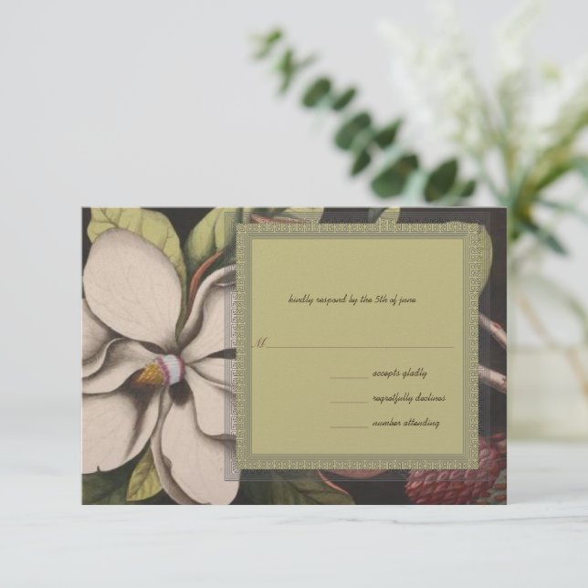 Magnolia Wedding RSVP (Anverso de pie)