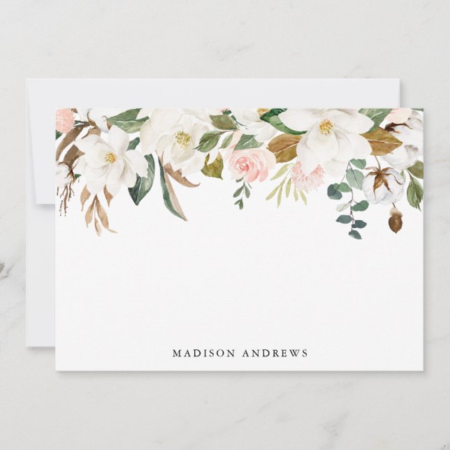 Magnolias acuarelas | Stationery personalizada (Anverso)
