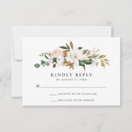 Magnolias acuarelas | Tarjeta RSVP de boda
