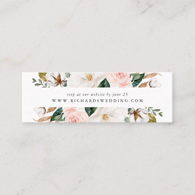 Magnolias acuarelas | Tarjetas RSVP de boda (Anverso)