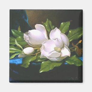 Magnolias en el terciopelo azul - imán