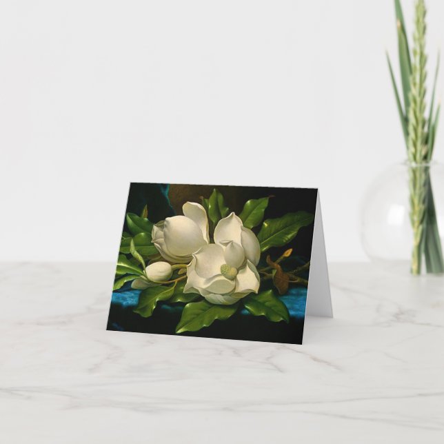 Magnolias gigantes en una tarjeta de nota de tela  (Anverso)