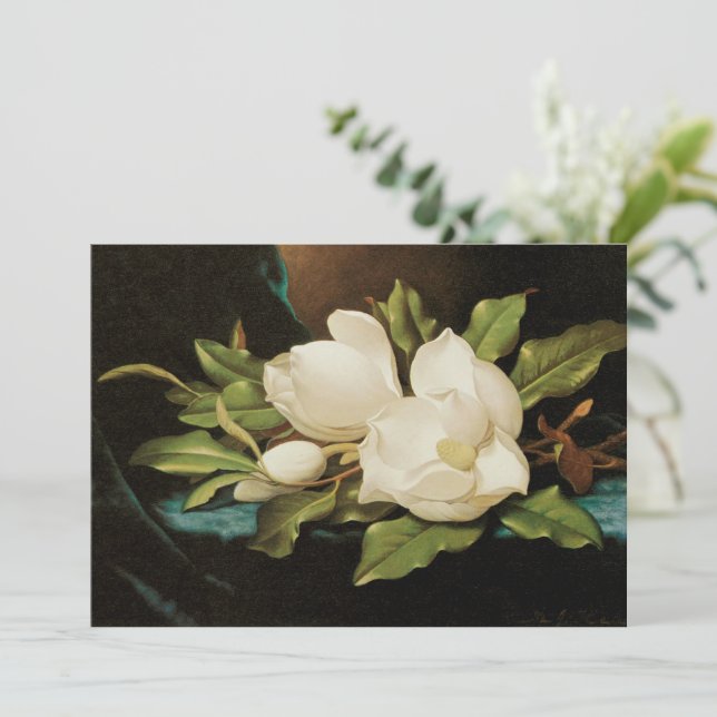 Magnolias gigantes sobre una tela de terciopelo az (Anverso de pie)