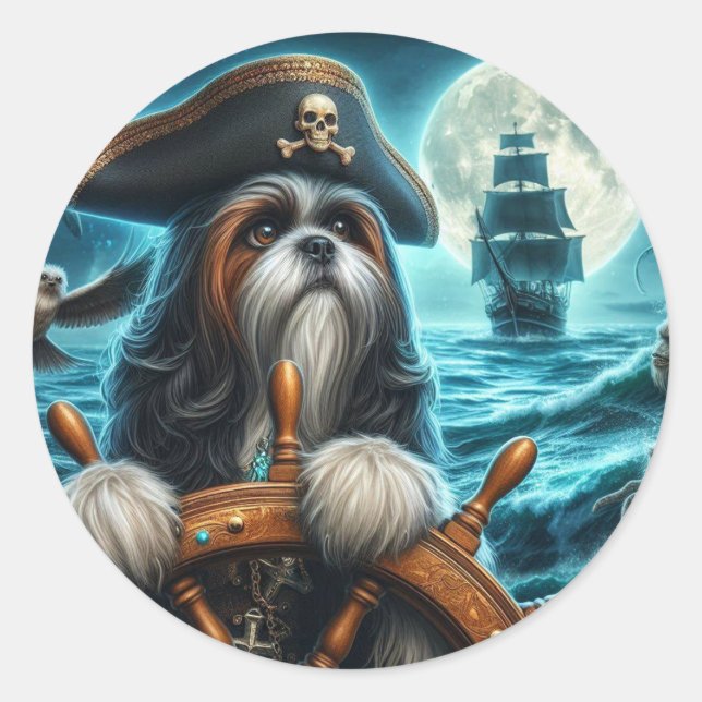 Magnum los Pegatinas del Pirata Shih Tzu (Anverso)