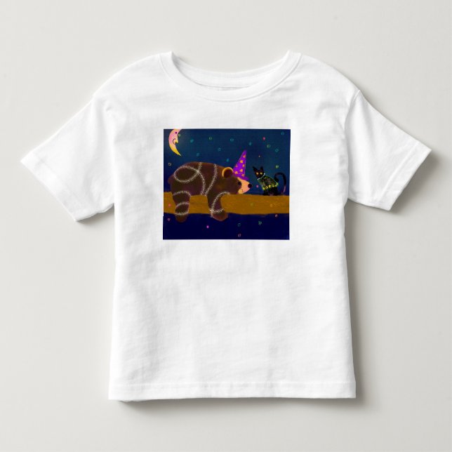 Mago de Halloween oso y camiseta de gato negro (Anverso)