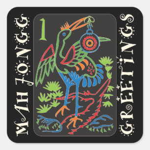 Mah Jongg Bird Saluda A Los Pegatinas