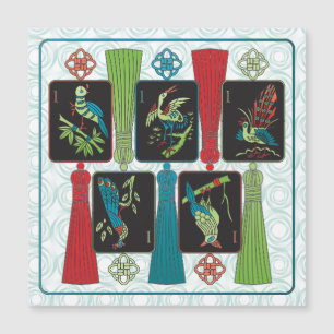 Mah Jongg Bird Tassels Magnet Card