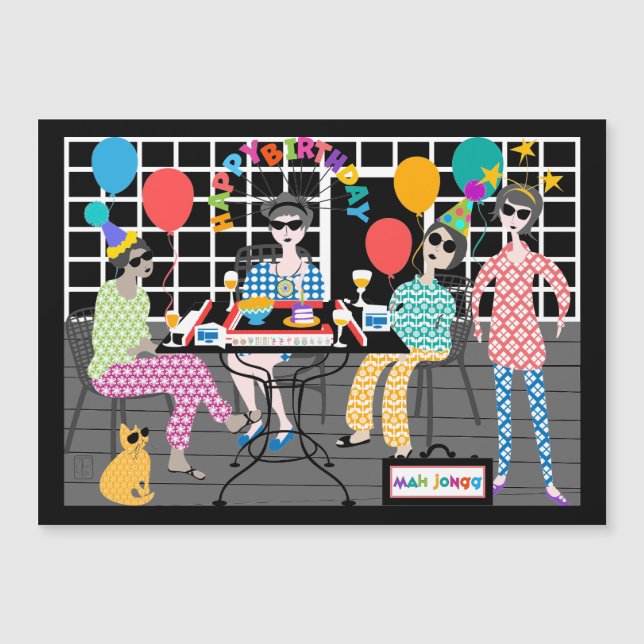 Mah Jongg Cat Magnet Card (Anverso)