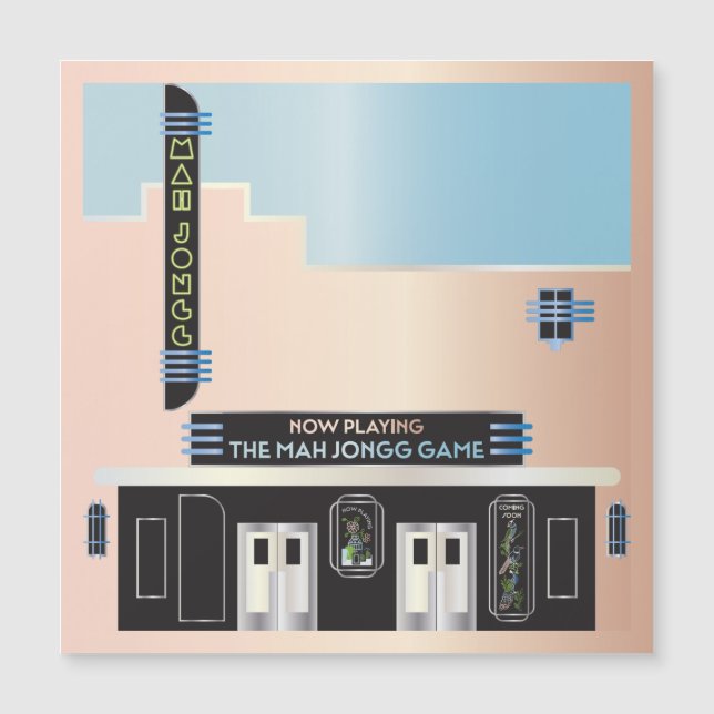 Mah Jongg Deco Theater Magnet Card (Anverso)