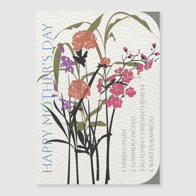 Mah Jongg florió el imán plano del Día de la Madre (Anverso)