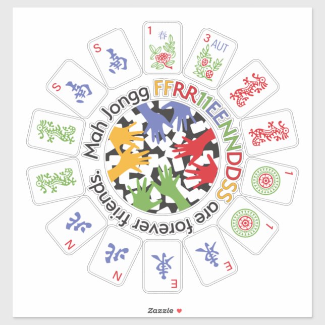 Mah Jongg Friends Vinyl Pegatina (Hoja)