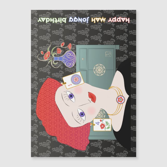 Mah Jongg Lady 01 Card Magnet (Anverso)